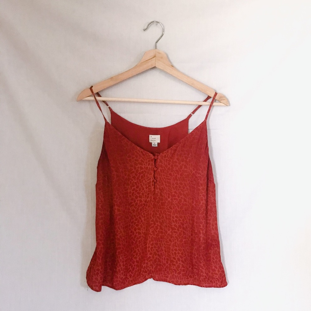 a new day // orange satin leopard camisole